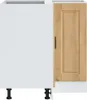 A white kitchen base cabinet with a wooden door and a black handle, shown from the front and side. Podgląd zdjęcia produktu