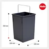 A dark gray rectangular trash can with a silver handle, shown with dimensions indicated by lines and text. Podgląd zdjęcia produktu