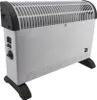 A white and black electric convector heater with turbo fan, shown from a three-quarter angle on a white background. Produktbild-Vorschau
