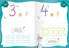 A page from a children's workbook showing numbers 3 and 4 with associated activities. Voir les images du produit