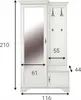 Garderobenschrank weiß matt 116x210x44 cm links mit Spiegel Produktbild-Vorschau 6