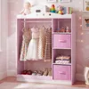COSTWAY kinderkledingkast met spiegel, houten Productafbeelding-voorbeeld 8
