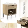 A diagram showing the dimensions of a nightstand, with a close-up inset of a drawer. Produktbild-Vorschau