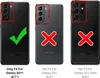 Three Samsung phones are shown, with the middle and right phones marked with a red X, indicating they are not compatible. The left phone has a green checkmark, indicating compatibility. Produktbild-Vorschau
