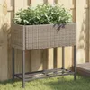 vidaXL Fioriera con ripiano in poly rattan grigio Anteprima dell’immagine prodotto 2