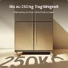 A refrigerator on wheels, with text highlighting its weight capacity. Podgląd zdjęcia produktu