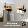 Porte-rouleau de cuisine eluno avec tablette en bambou pour Voir les images du produit 6
