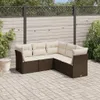5-tlg. Garten-Sofagarnitur mit Kissen Braun Poly Rattan Produktbild-Vorschau 2