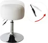 A white adjustable stool with a chrome base, shown on a white background. A circular inset graphic illustrates the height adjustment mechanism with a red arrow indicating upward movement. Anteprima dell’immagine prodotto