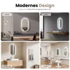 Collage of modern bathroom and salon settings featuring illuminated oval mirrors. Produktbild-Vorschau