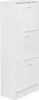 A white shoe cabinet with three flip-down compartments. Produktbild-Vorschau