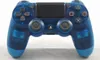 A blue translucent Sony PS4 Dualshock wireless controller is shown against a white background. Produktbild-Vorschau