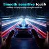 A smartphone screen displaying a futuristic car racing game, held by two hands. Produktbild-Vorschau