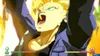 A video game character with spiky blonde hair and green eyes, wearing a blue jacket, is shown from the chest up, with his mouth open in a shout. There are energy effects in the background and health bars at the bottom of the screen. Produktbild-Vorschau