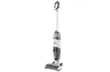 A white and gray cordless vacuum cleaner is shown standing upright against a white background. Produktbild-Vorschau