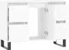 A white vanity cabinet with two doors and two drawers is shown against a white background. Produktbild-Vorschau