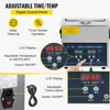 A collage of images showing a digital ultrasonic cleaner, its control panel, and a power cord. Anteprima dell’immagine prodotto