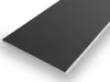 A close-up, angled view of a single plank of vinyl flooring with a dark gray, textured surface and a white underside. Produktbild-Vorschau