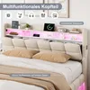 Cama boxspring INONEFT de 140x200 cm con LED y USB, Vista previa de la imagen del producto 10