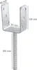 A silver metal post anchor with dimensions indicated by text. Náhľad obrázku produktu