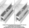 Two views of a white bathroom vanity with drawers partially open, showing internal differences. Produktbild-Vorschau