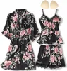 Set da notte - Pigiama - per donna - Set 3 in 1 - Raso - Anteprima dell’immagine prodotto 1