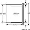 A technical drawing illustrating the dimensions of a microwave oven. Náhľad obrázku produktu