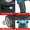 A collage of four close-up images highlighting features of a cordless impact wrench. Podgląd zdjęcia produktu