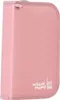 A pink pencil case with text on it. Voir les images du produit