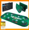 A poker table mat and accessories are displayed on a white background, along with a carrying bag and a folded mat. Produktbild-Vorschau