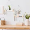 2er Set Makramee Wandregal Holz Hängeregal Wandregal Boho Produktbild-Vorschau 2