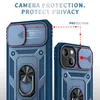 Close-up view of two blue phone cases, highlighting camera protection and a ring holder. Produktbild-Vorschau