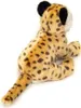 A plush toy cheetah is shown from a rear, slightly elevated angle, lying down on a white background. Anteprima dell’immagine prodotto