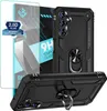 A product shot of a black phone case and screen protector, with marketing text and graphics. Produktbild-Vorschau