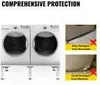 Two washing machines on stands with marketing text and images showing benefits. Anteprima dell’immagine prodotto