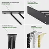 A collage of four images showcasing different features of shelf brackets. Produktbild-Vorschau