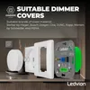 A dimmer cover and related electrical components are displayed on a countertop. Produktbild-Vorschau