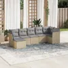 Design 7-tlg. Garten-Sofagarnitur mit Kissen Beige Poly Produktbild-Vorschau 1