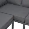 A close-up view of the cushions and frame of a gray outdoor lounge set. Produktbild-Vorschau