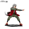 A figurine of Jiraiya from Naruto Shippuden posed in an action stance on a black display base. Podgląd zdjęcia produktu
