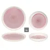 A collage of four pink and white plates, showcasing different angles and sizes. Podgląd zdjęcia produktu