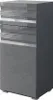 A tall, narrow cabinet with a high-gloss anthracite finish and horizontal grooved drawer fronts, shown against a white background. Náhľad obrázku produktu