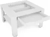 A white coffee table with an open drawer. Produktbild-Vorschau
