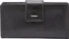 A black Fossil wallet is shown from the front. Produktbild-Vorschau