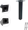 A black square furniture leg with mounting plate and screws, shown with close-up views of the mounting plate and the bottom of the leg. Produktbild-Vorschau
