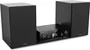 A black stereo system with two speakers and a central unit is shown against a white background. Podgląd zdjęcia produktu