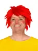A man wearing a red wig and a yellow shirt against a white background. Náhľad obrázku produktu