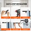 A collage of six images showing the steps for installing a curtain rod. Voir les images du produit