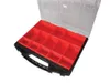 An open black and red organizer box with a transparent lid. Produktbild-Vorschau