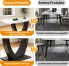 A collage comparing two different table designs, highlighting features and stability. Produktbild-Vorschau